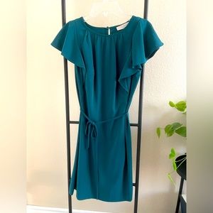 Loft Teal Tie Waist Dress - Size 0 Petite